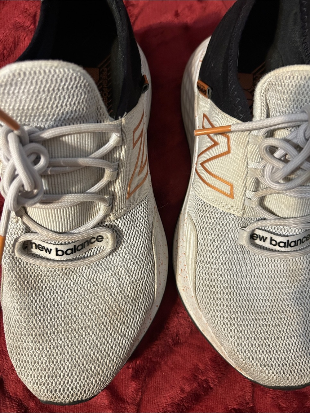 New Balance Kids White and Orange Casual Sneakers